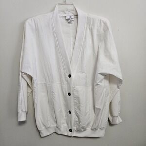 Holiday Beach Club Jacket White Womens M (10-12) Oversized Dolman Sleeve EUC